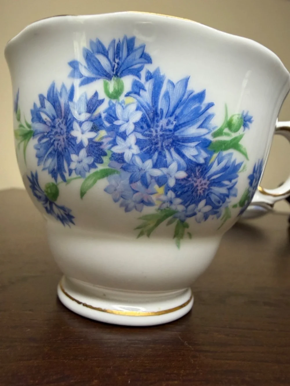 Vintage Colclough Cornflower Blue White Tea Cup & Saucer Set England Gilt Gold